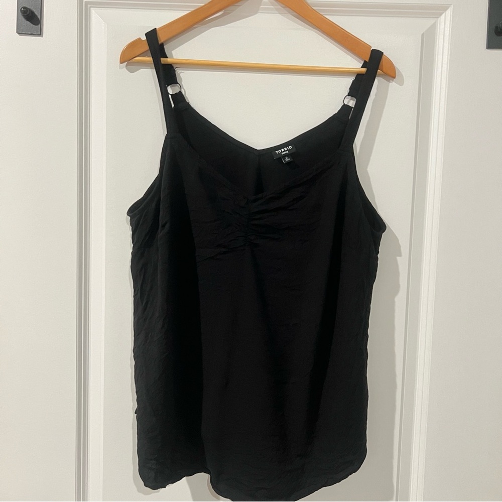 Torrid Sophie Black Ruched Cami Tank Top | Size 0 (L/XL) | Rayon Stretch